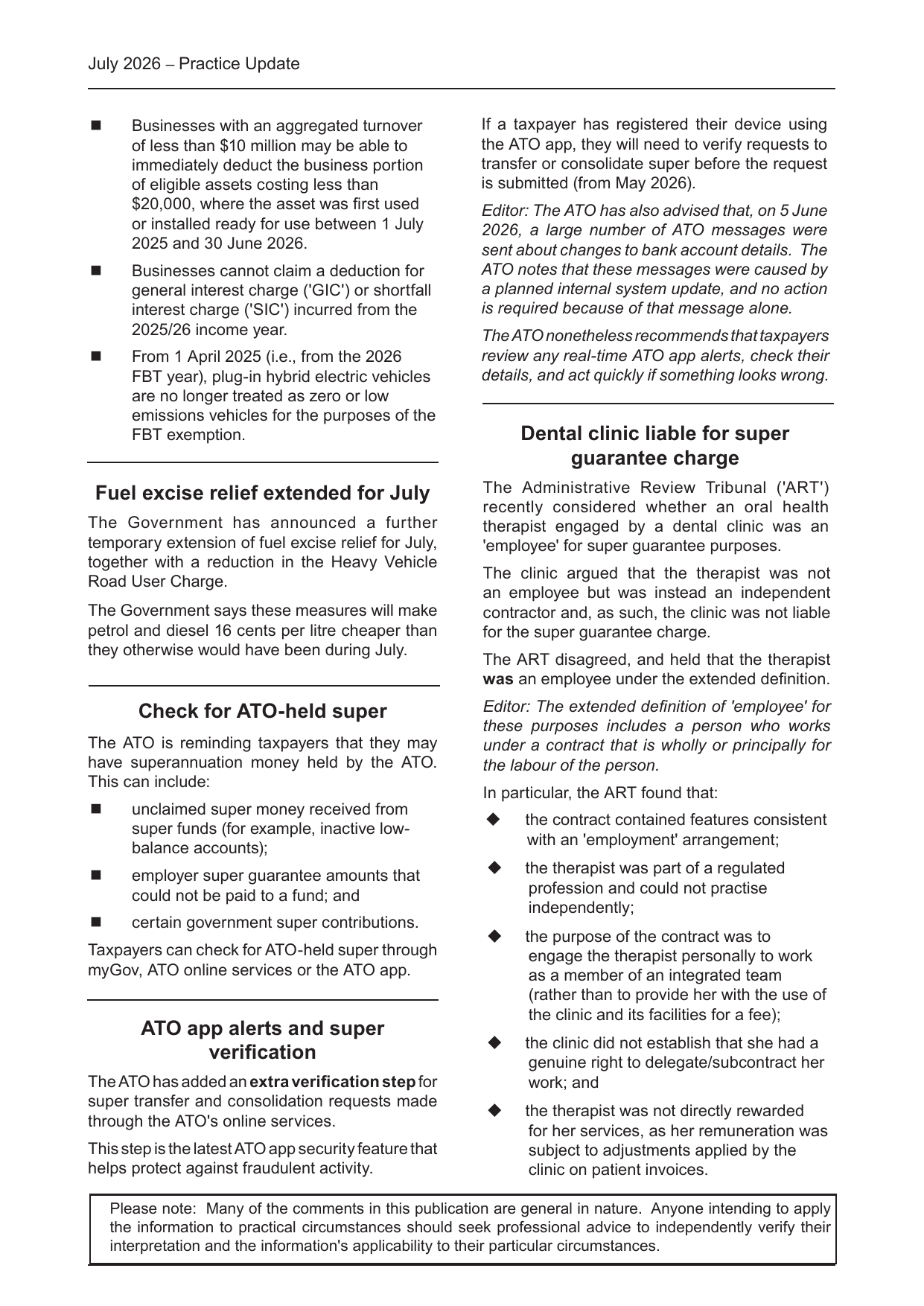 Practice Update — July 2026, page 2 of 2