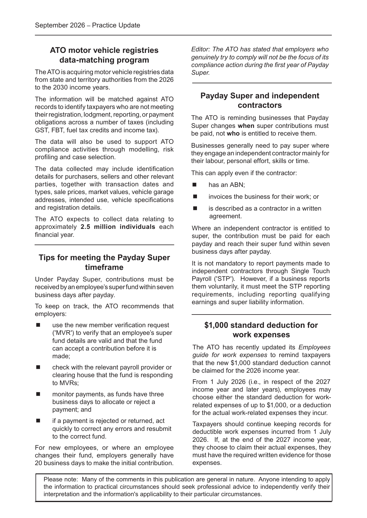 Practice Update — September 2026, page 2 of 2